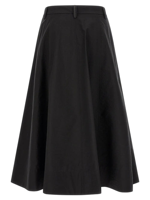 Brunello Cucinelli Black Cotton Midi Skirt