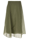Brunello Cucinelli Bicolor Silk Midi Skirt