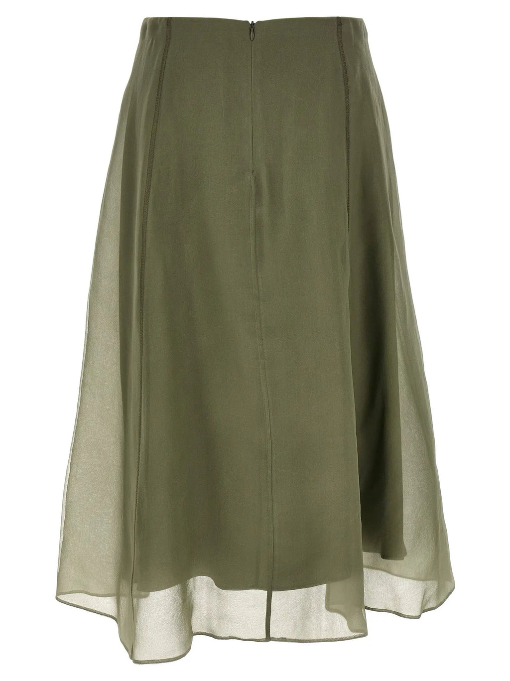 Brunello Cucinelli Bicolor Silk Midi Skirt