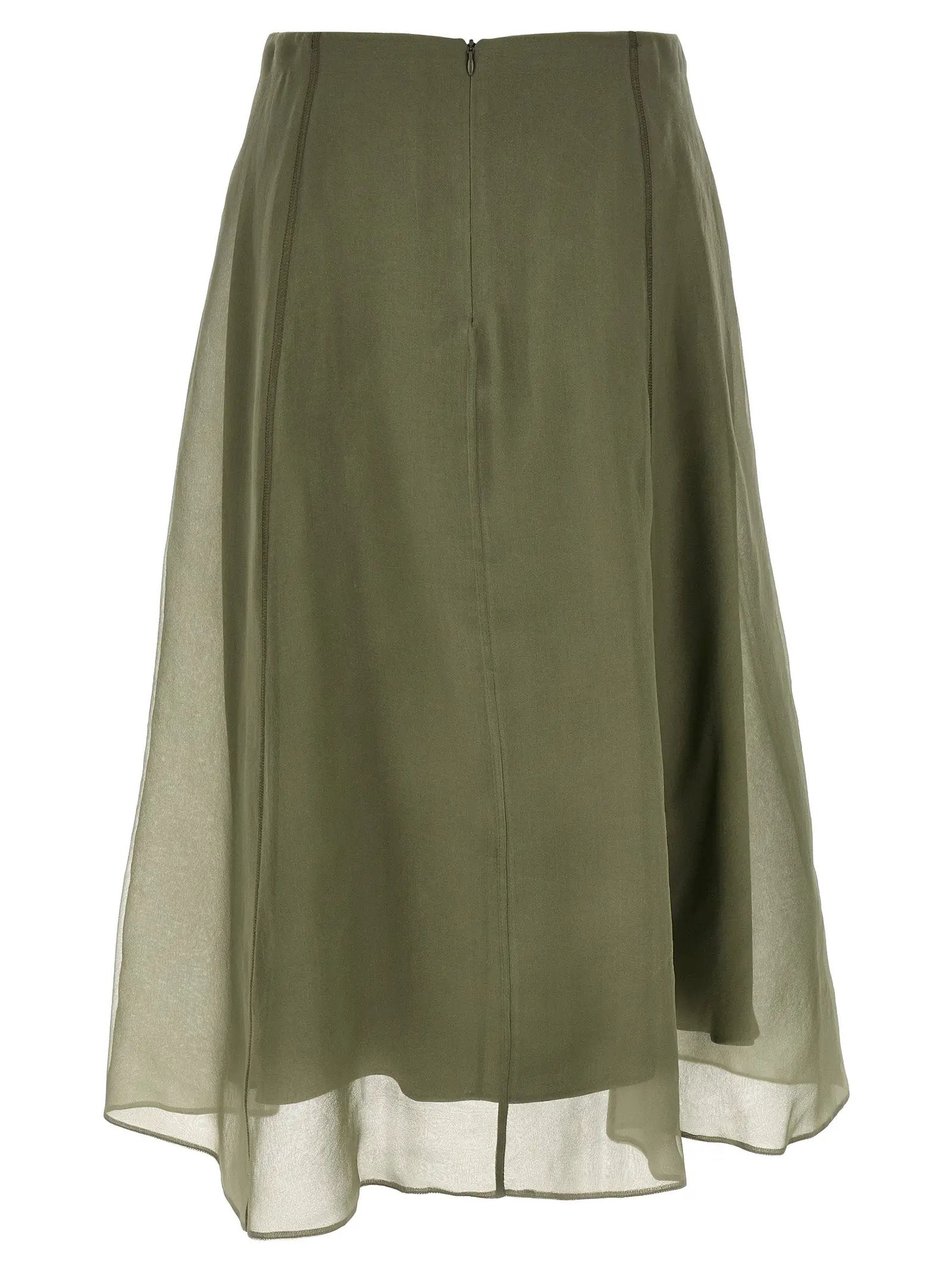 Brunello Cucinelli Bicolor Silk Midi Skirt