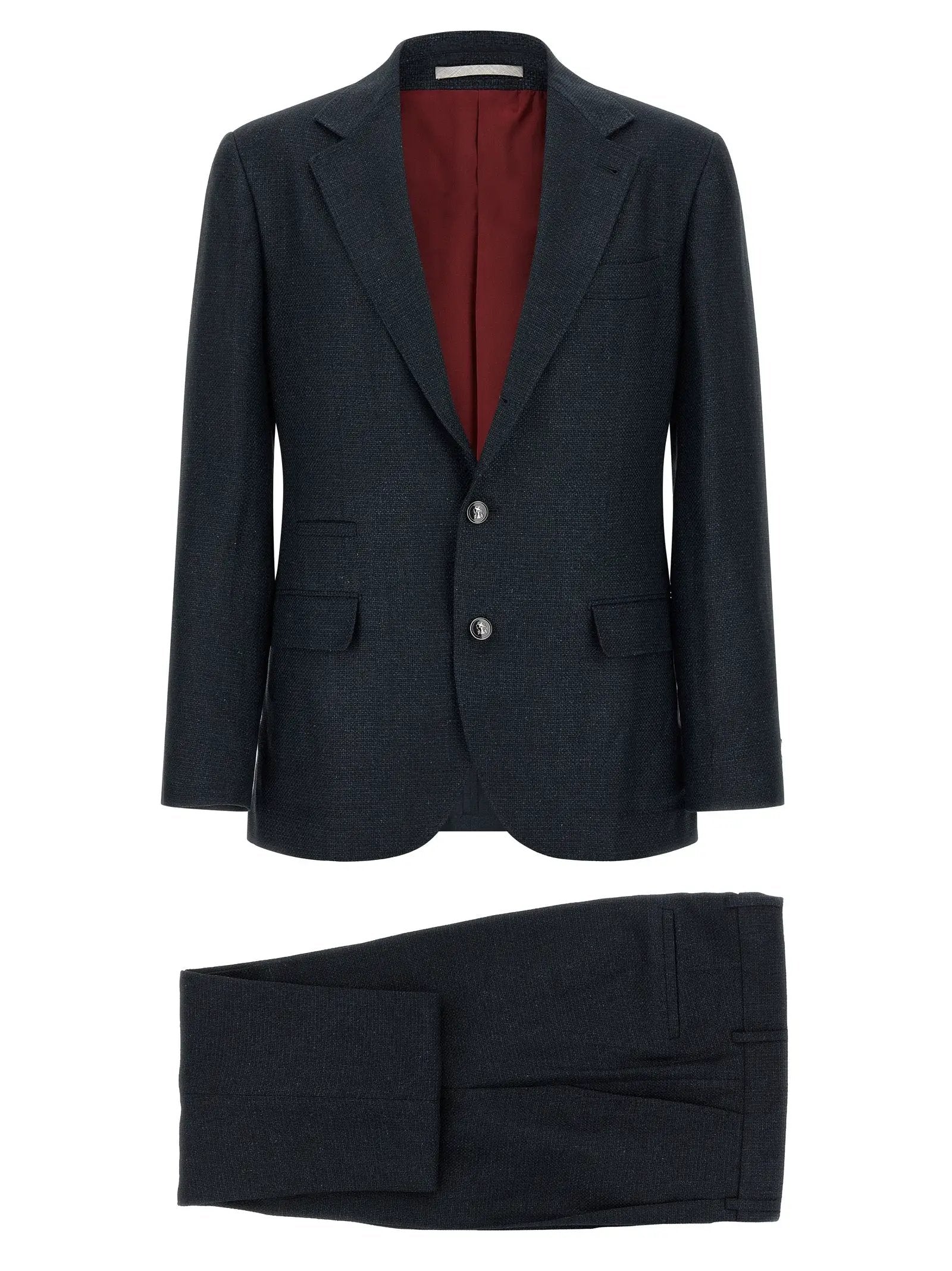 Brunello Cucinelli Blue Silk Two-Piece Suit