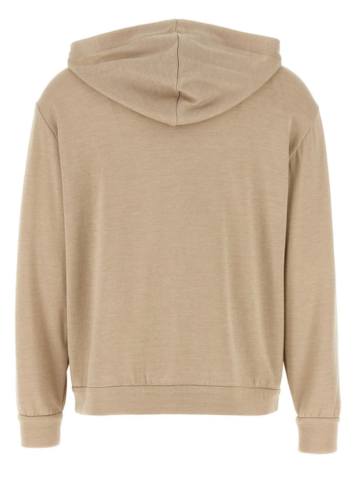 Brunello Cucinelli Sweat à capuche en coton beige