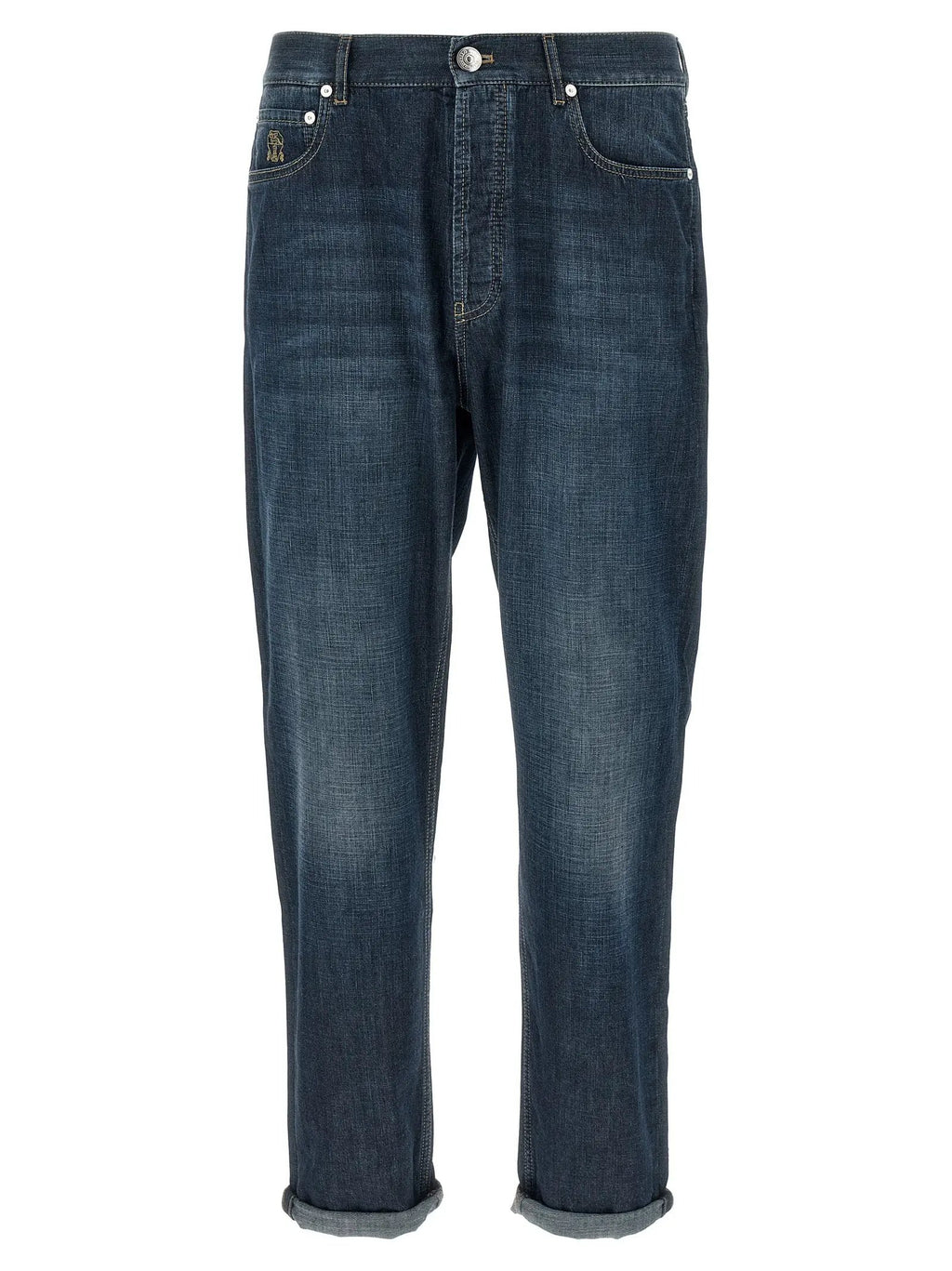 Brunello Cucinelli Blue Cotton Straight-Leg Jeans