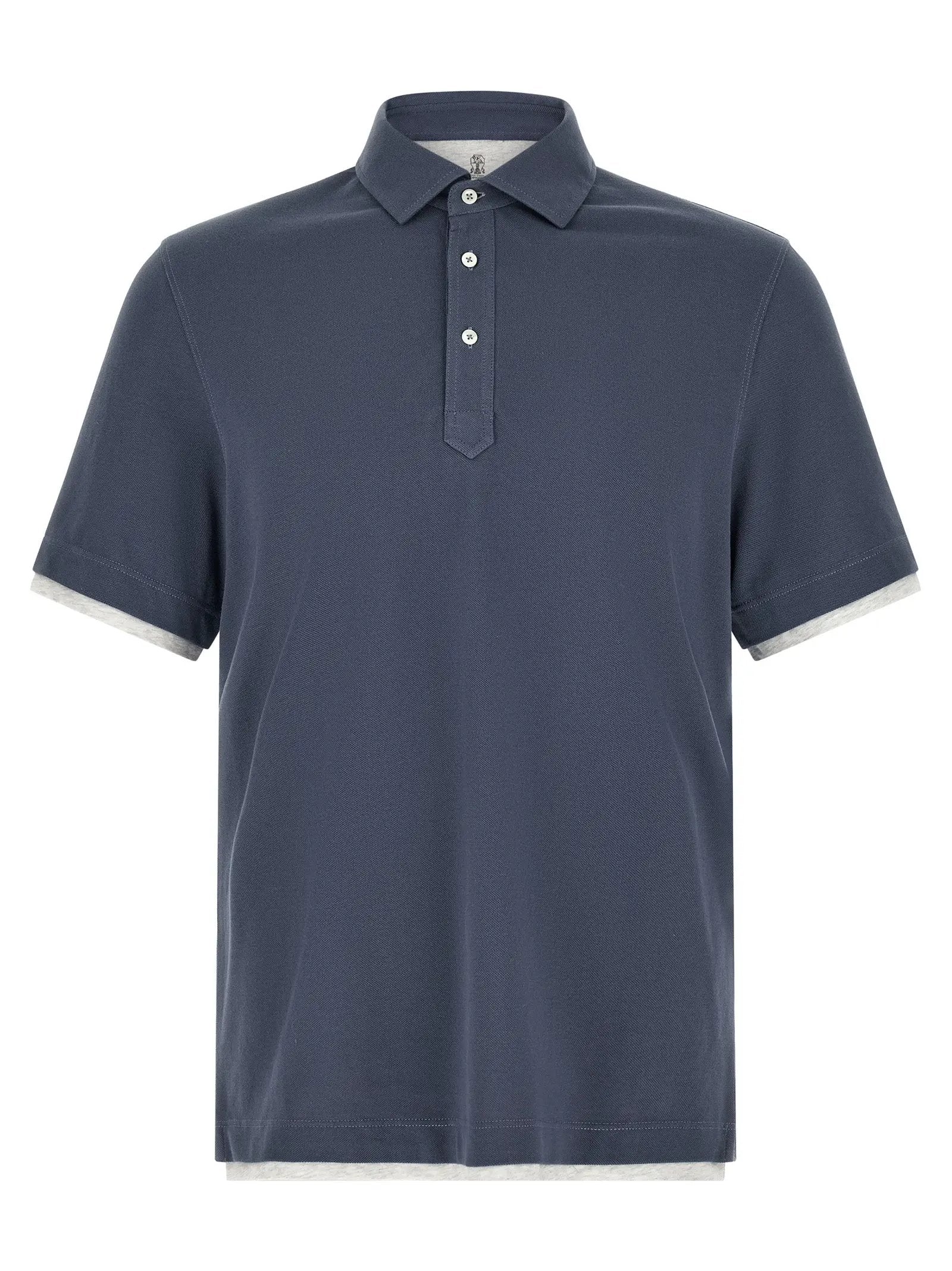 Polo Brunello Cucinelli en coton bleu
