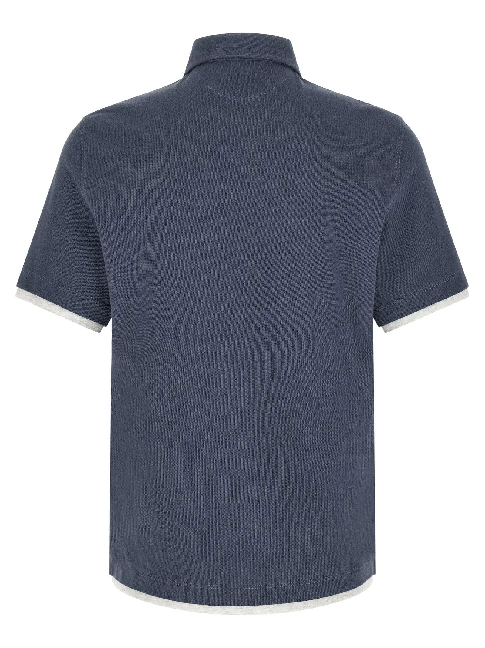 Polo Brunello Cucinelli en coton bleu