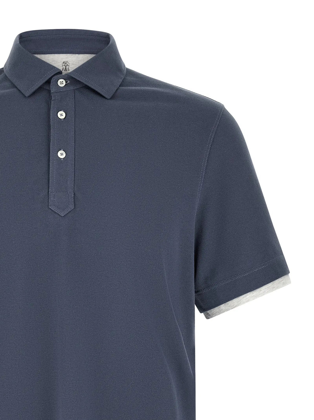 Polo Brunello Cucinelli en coton bleu