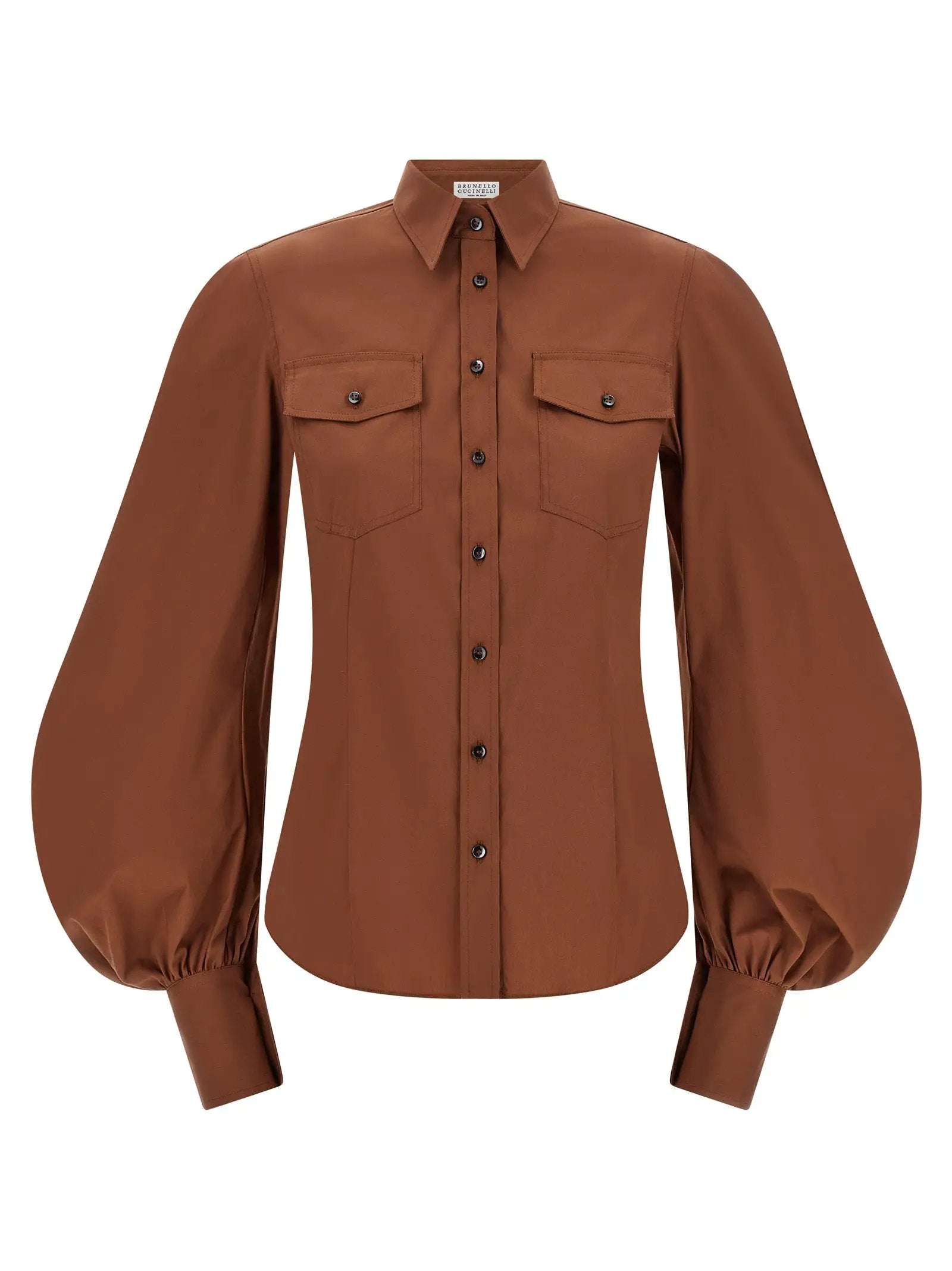 Brunello Cucinelli Brown Cotton Blouse