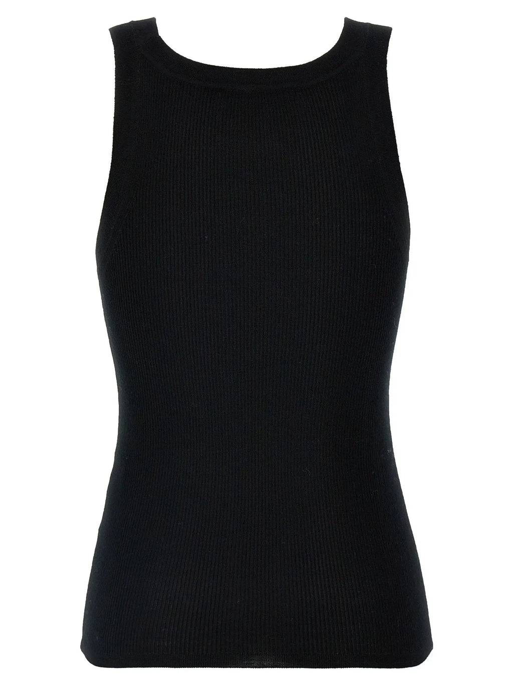Max Mara Black Virgin Wool Sleeveles T-Shirt