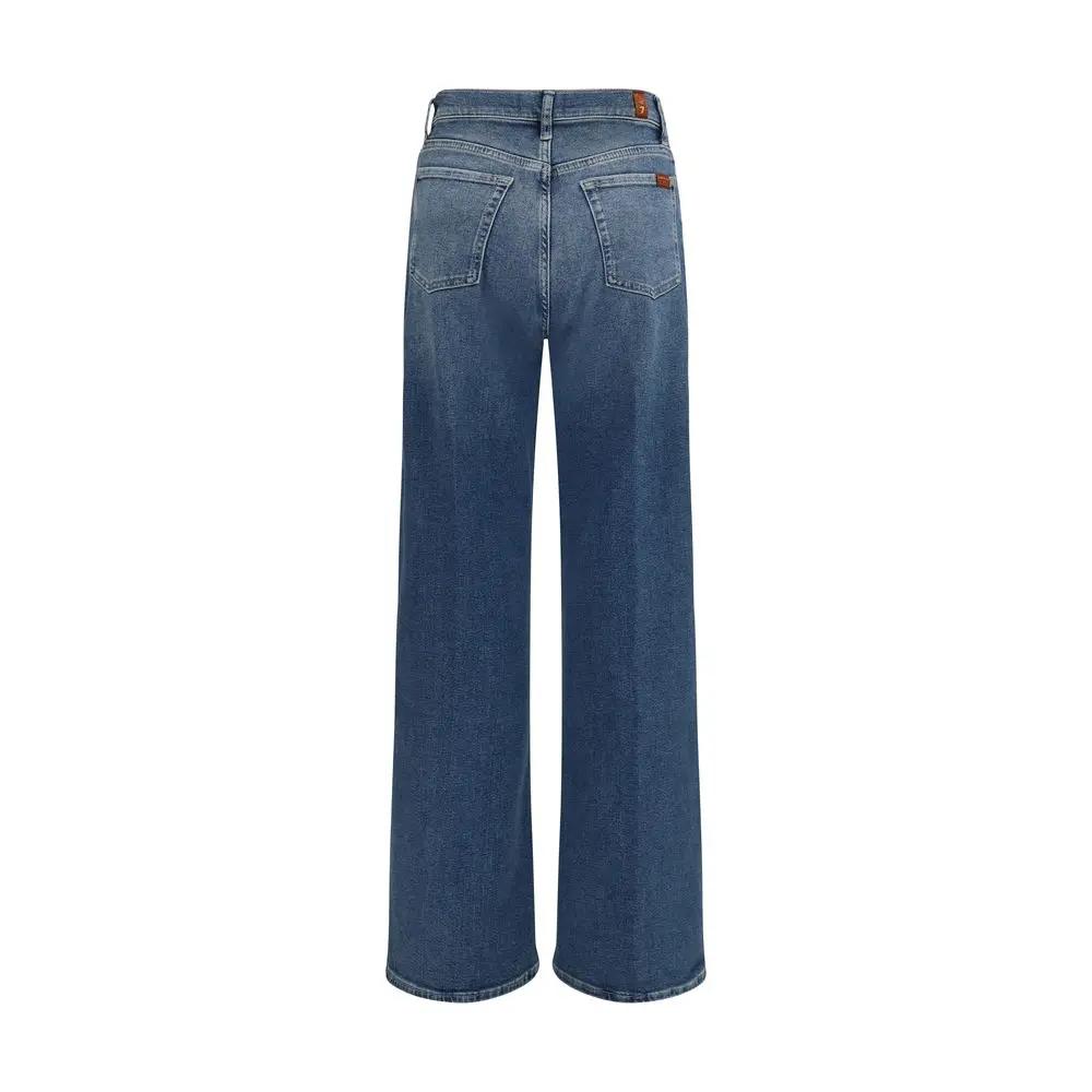 7FOR Blue Cotton Flared Jeans