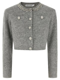 Self-Portrait Gray Polyester Cardigan