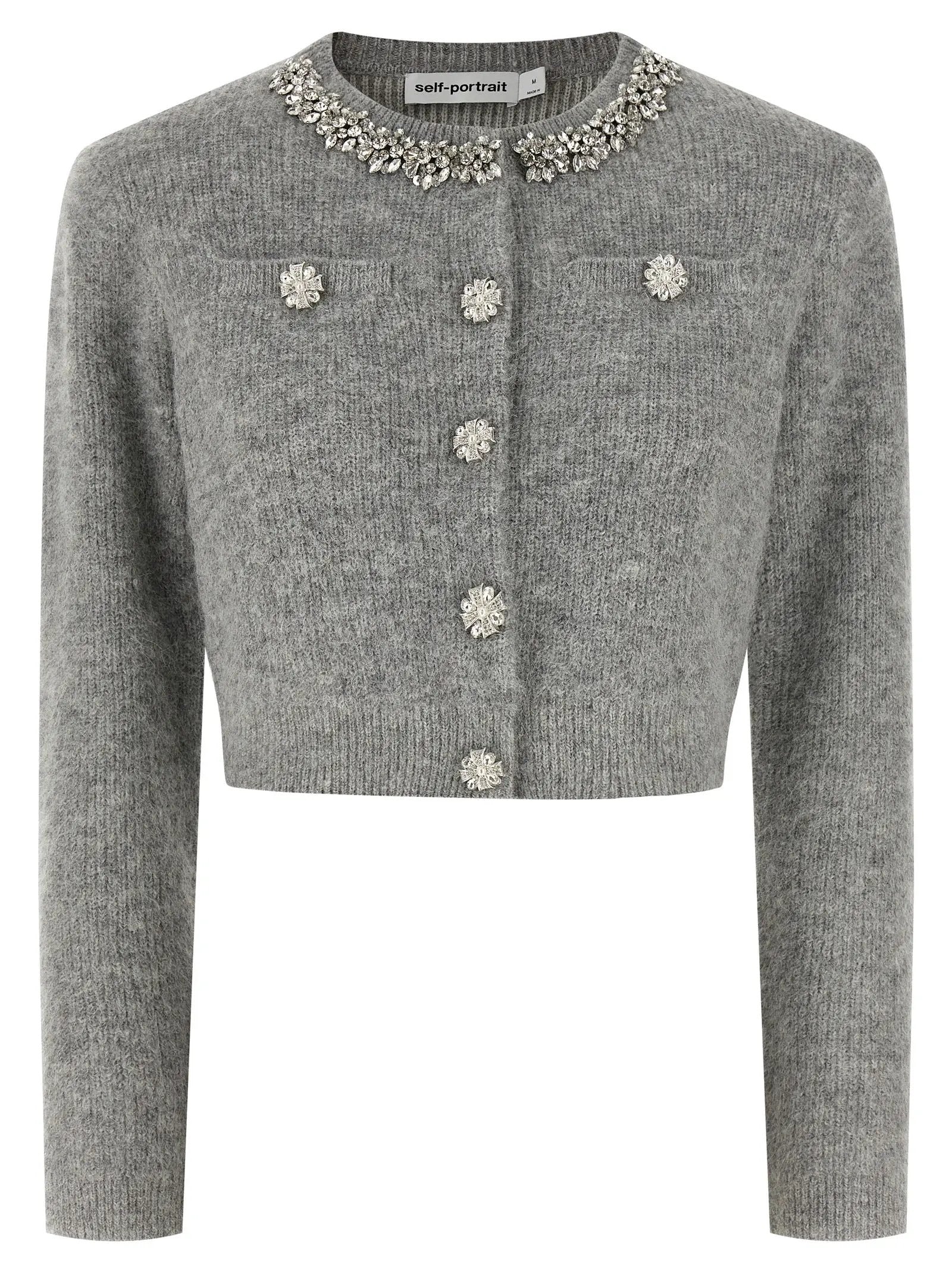 Self-Portrait Gray Polyester Cardigan