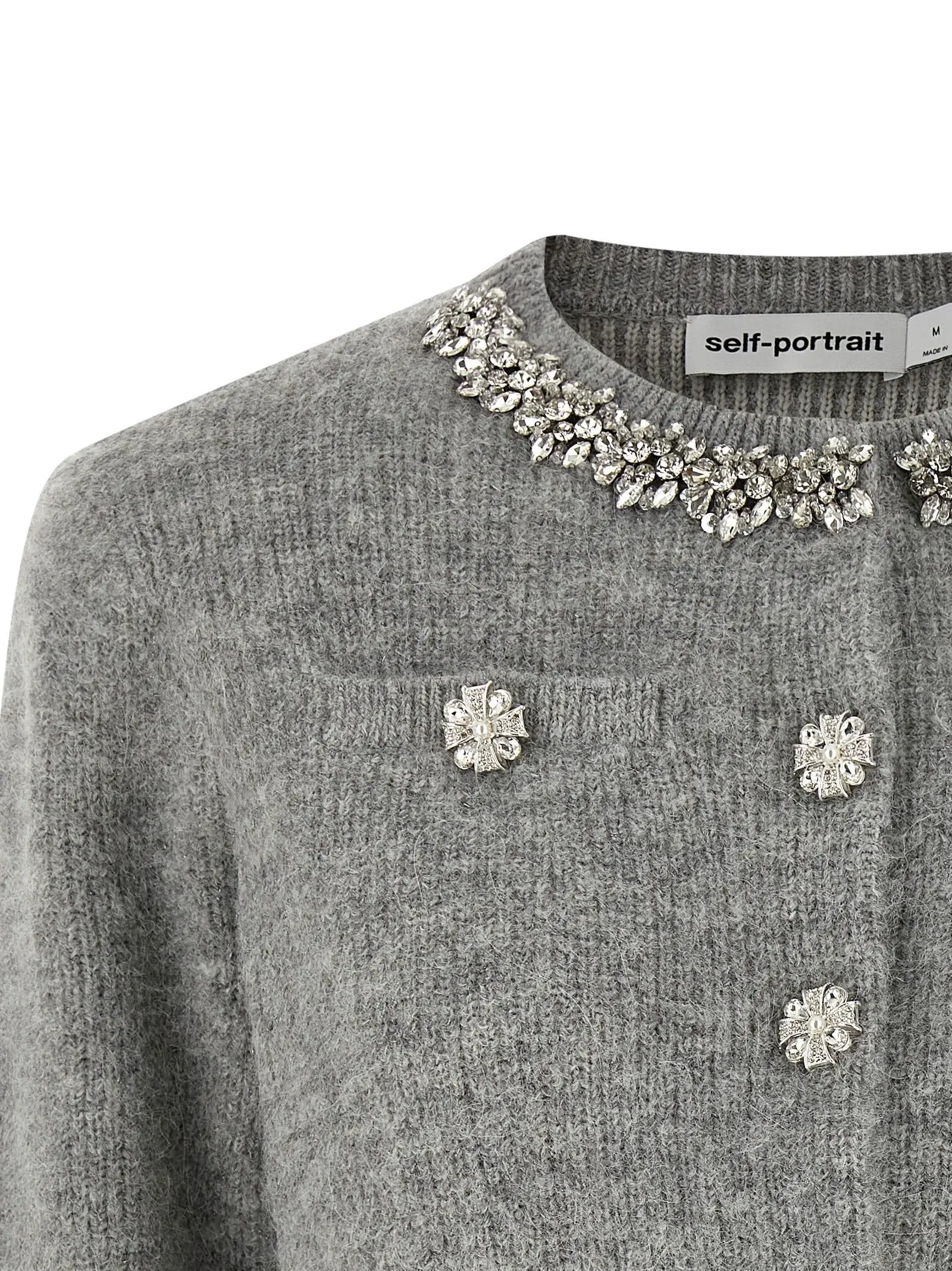Self-Portrait Gray Polyester Cardigan