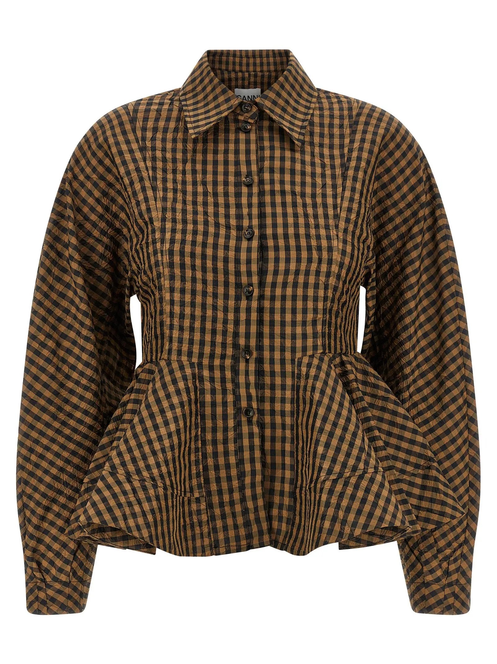 Ganni Brown Recycled Polyester Blouse