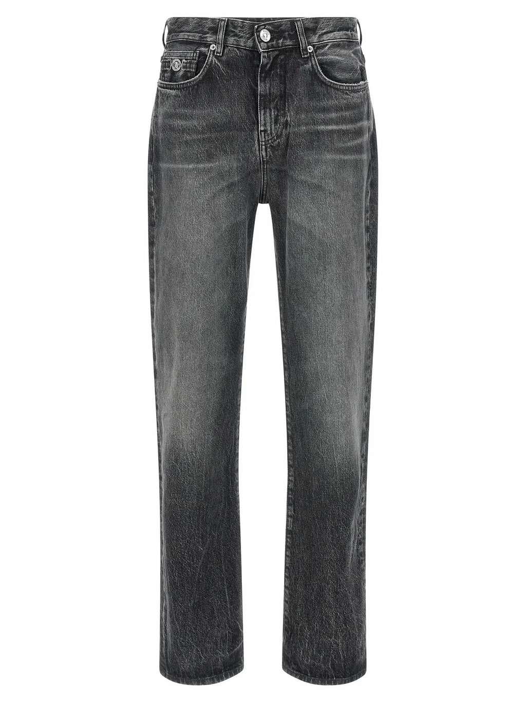 Versace Gray Cotton Straight-Leg Jeans