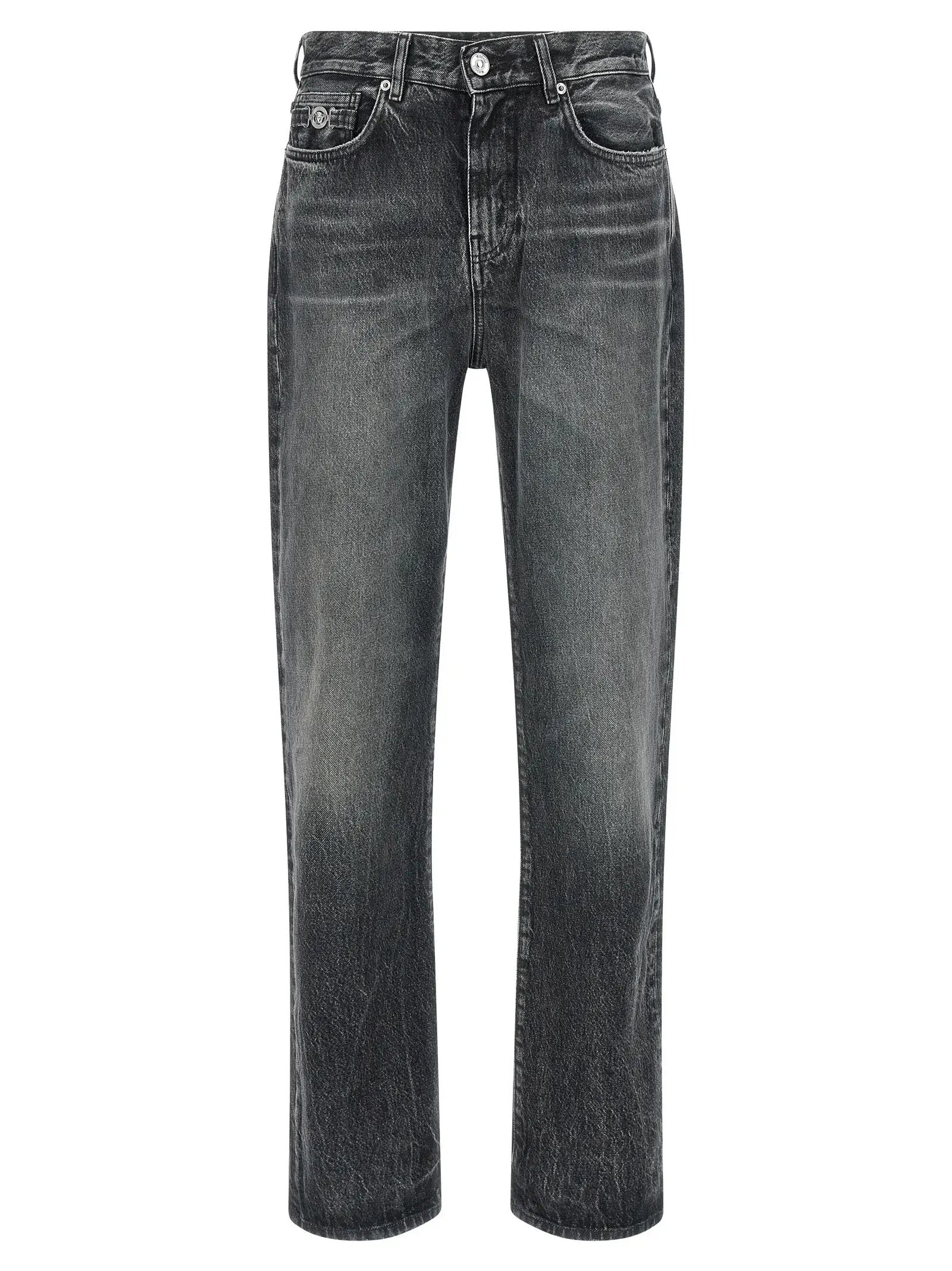 Versace Gray Cotton Straight-Leg Jeans