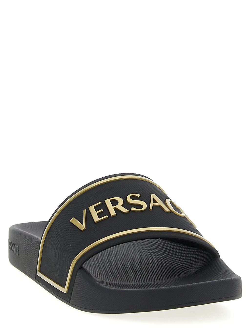 Versace Black Polyurethane Slides