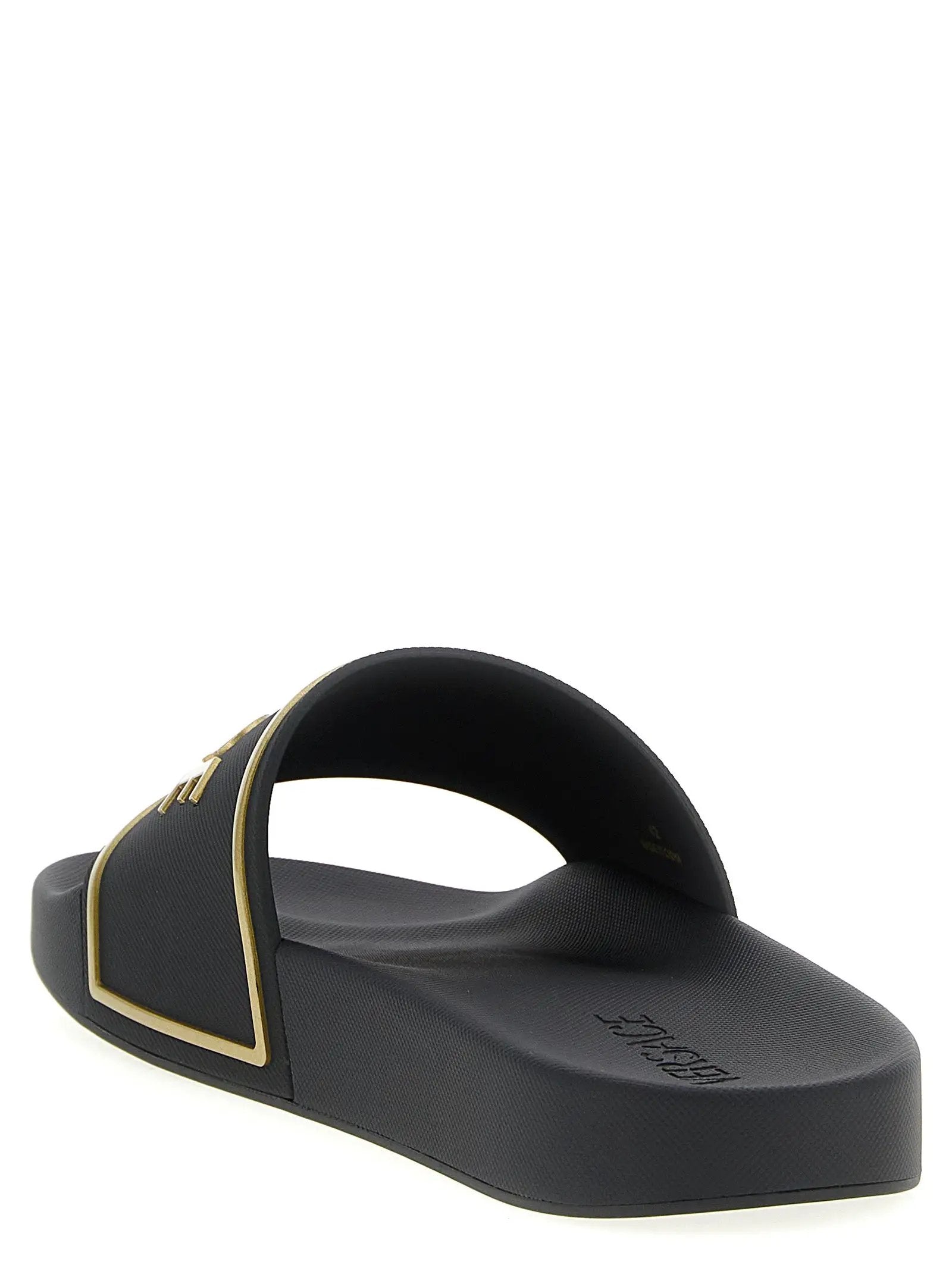 Versace Black Polyurethane Slides