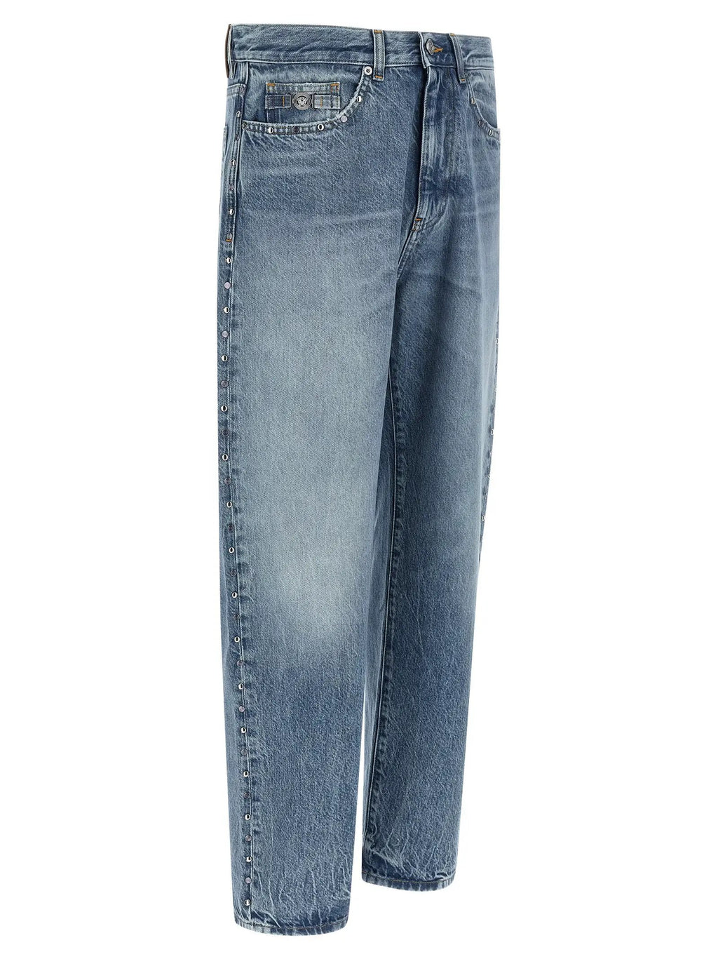 Versace Blue Cotton Straight-Leg Jeans