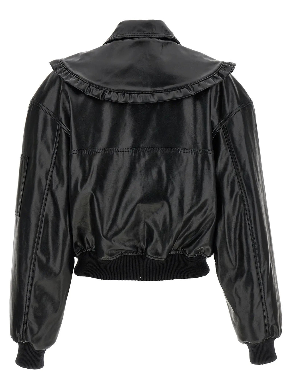 Ganni Black Leather Bomber