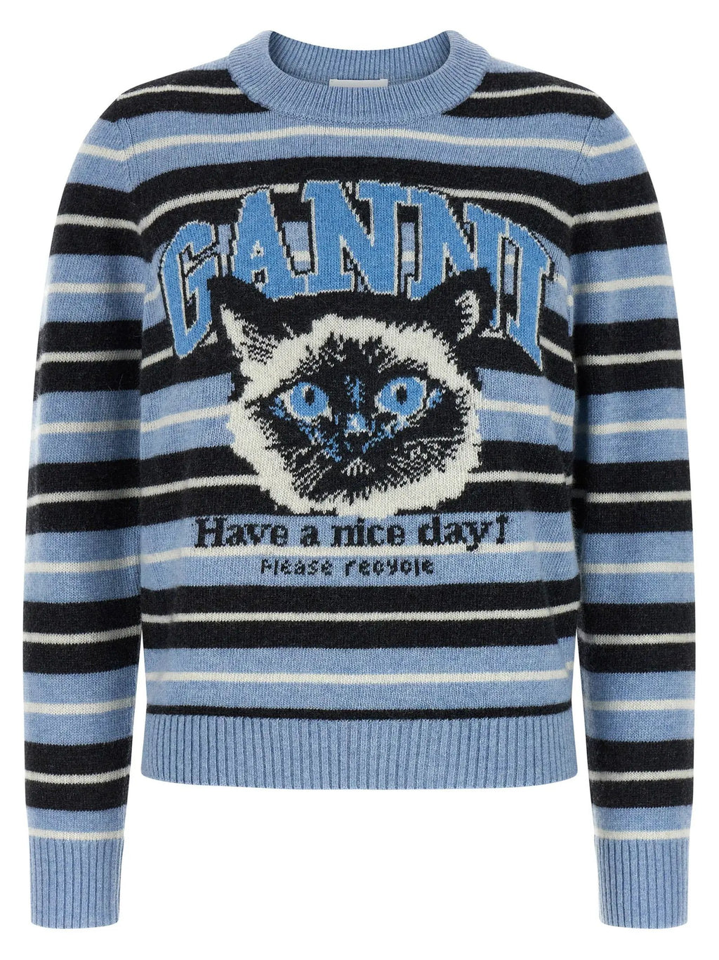 Ganni Blue Wool Cardigan