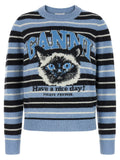 Ganni Blue Wool Cardigan