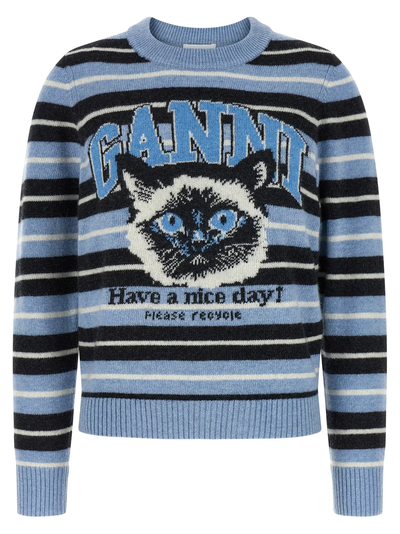 Ganni Blue Wool Cardigan