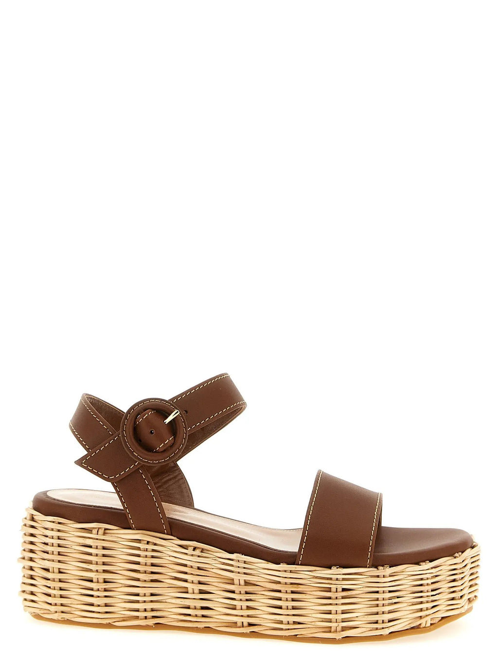 Gianvito Rossi Brown Calfskin Wedge Sandals
