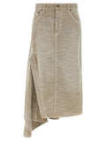 Haikure Gray Cotton Midi Skirt
