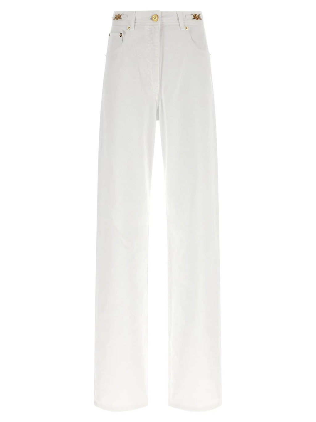 Versace White Cotton Straight-Leg Jeans