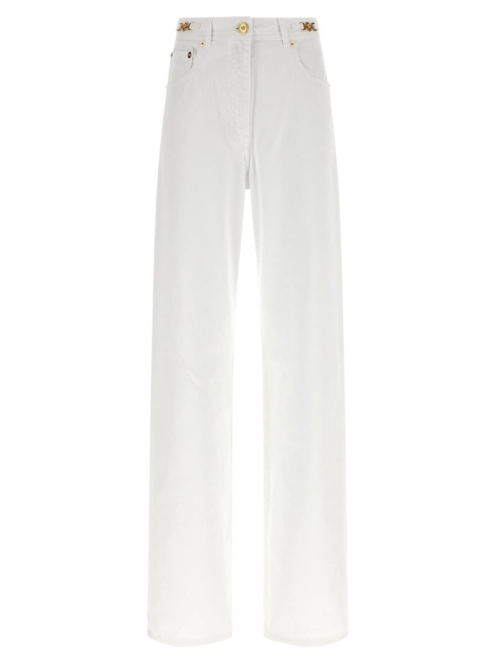 Versace White Cotton Straight-Leg Jeans