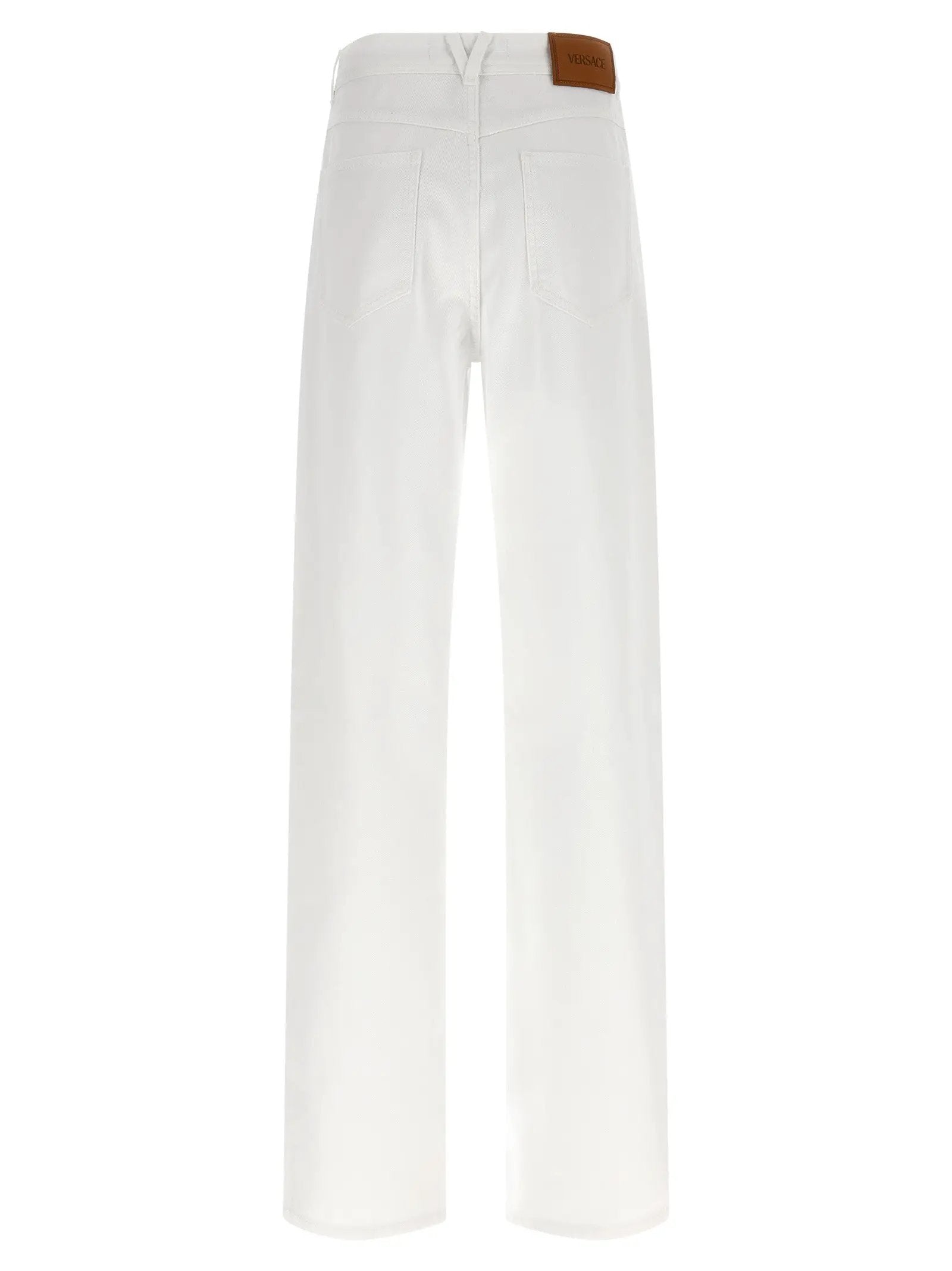 Versace White Cotton Straight-Leg Jeans
