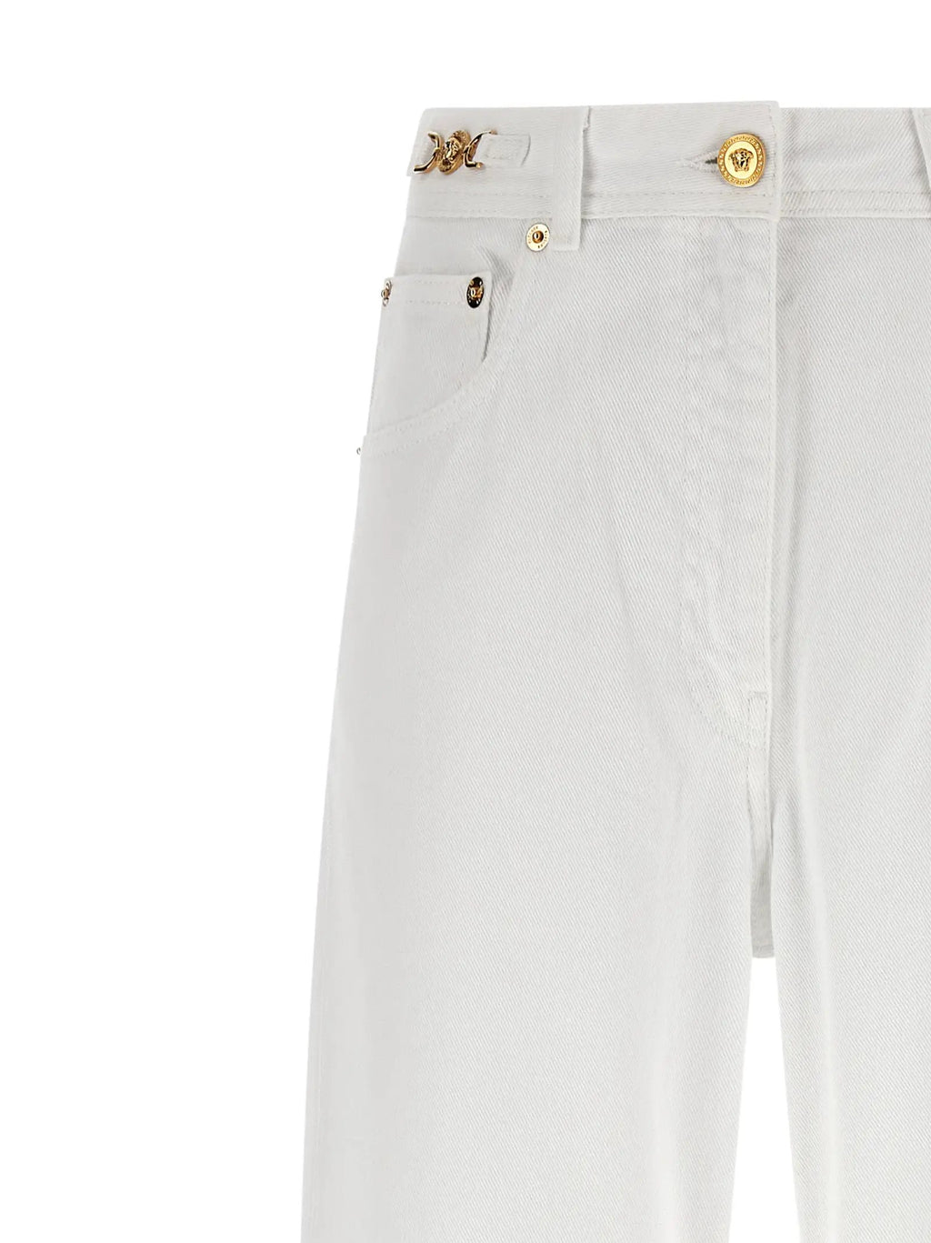 Versace White Cotton Straight-Leg Jeans