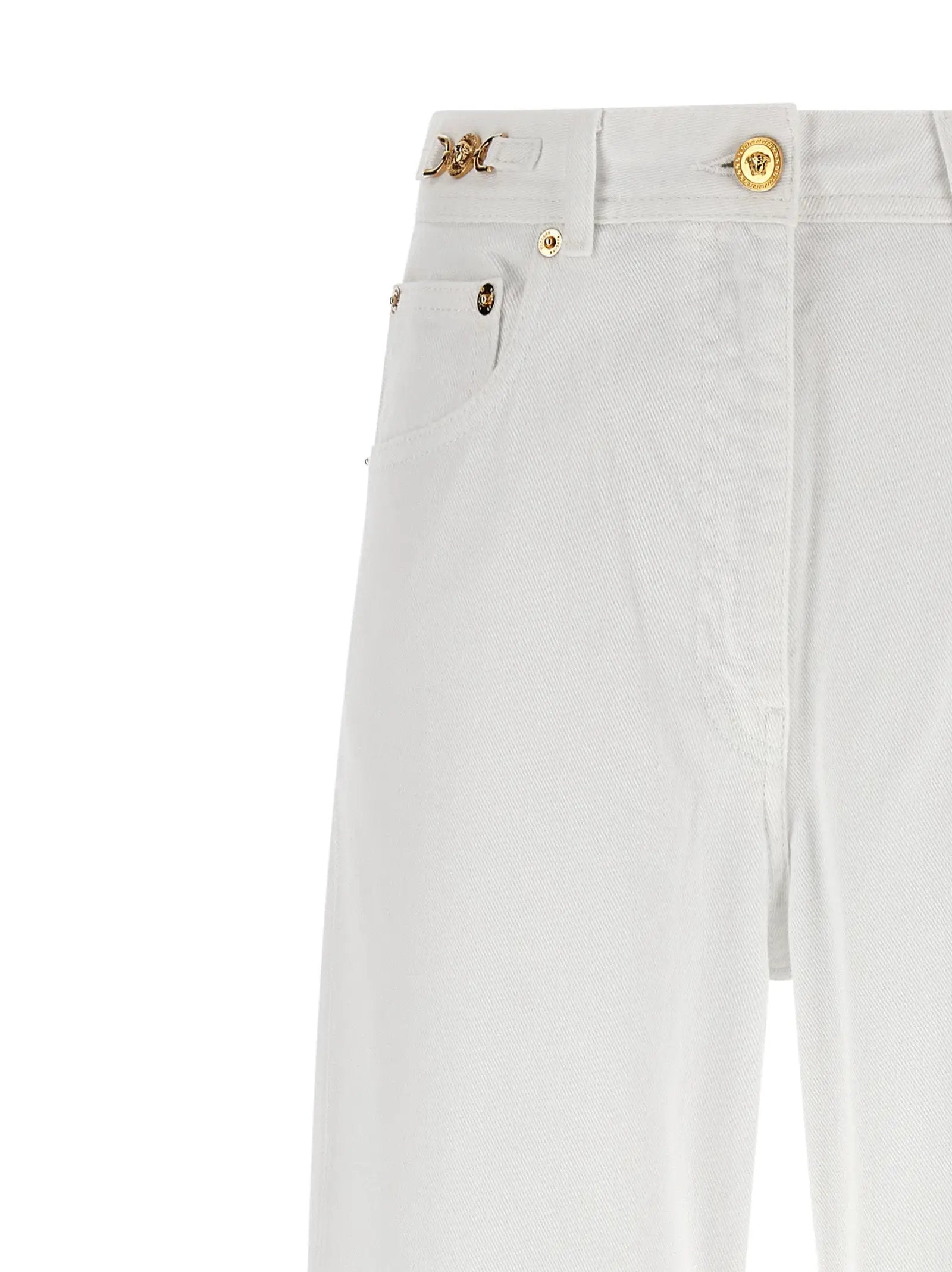 Versace White Cotton Straight-Leg Jeans