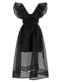 Ganni Black Recycled Polyester Midi Dress