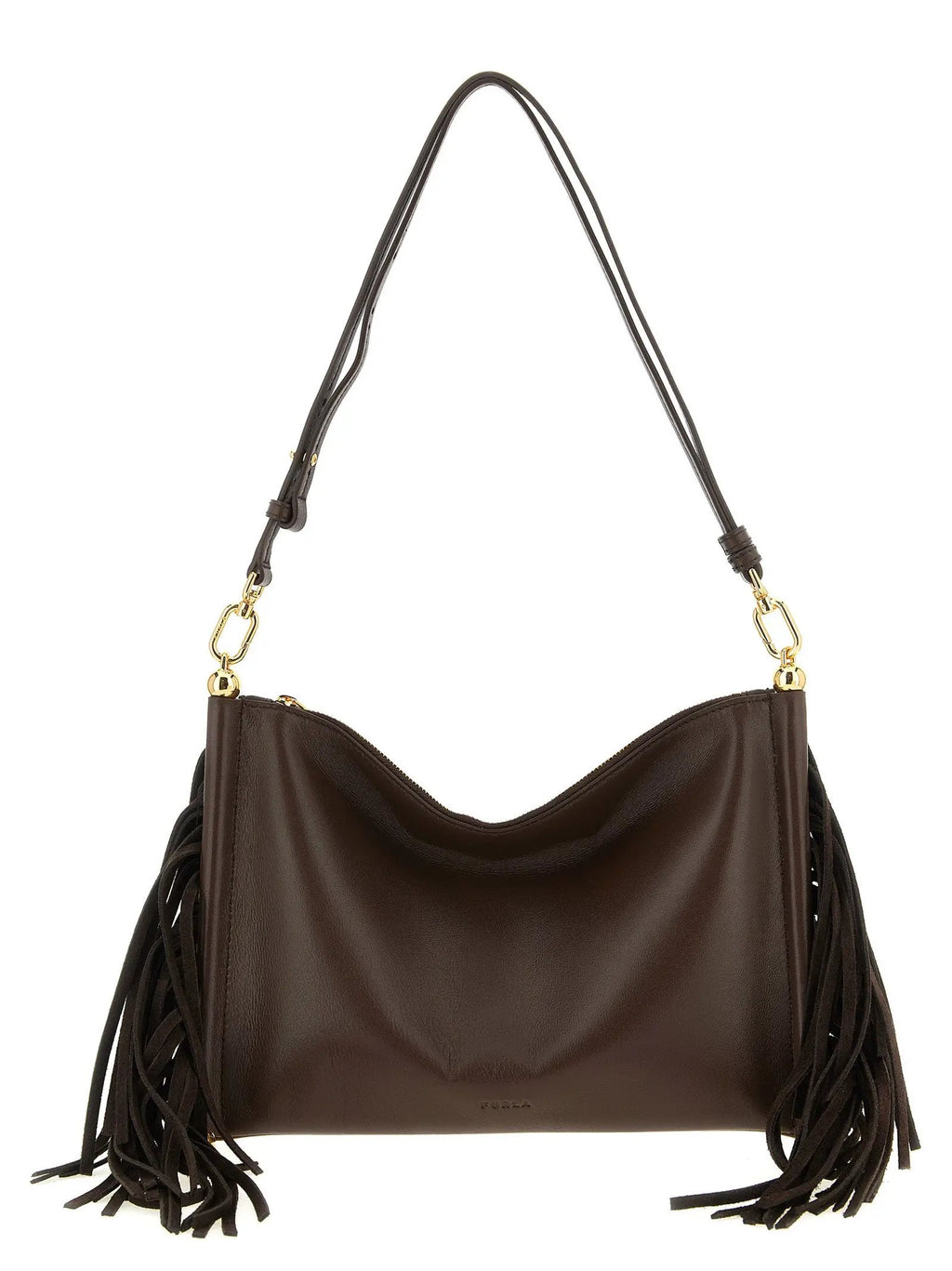 Furla Brown Lamb Leather Shoulder Bag