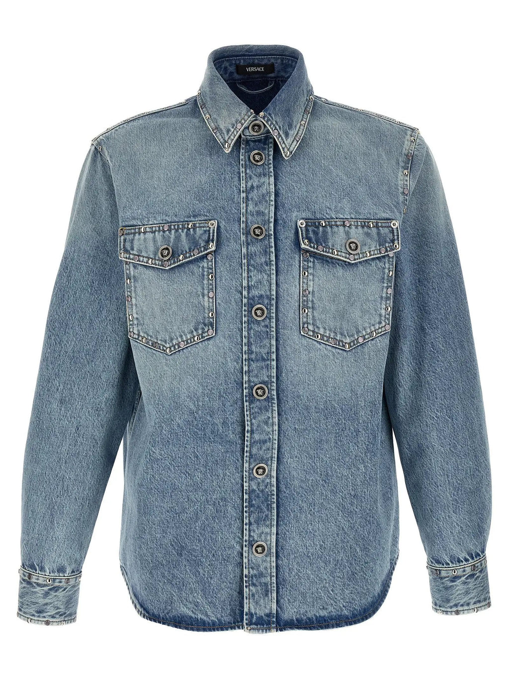 Versace Blue Cotton Blouse
