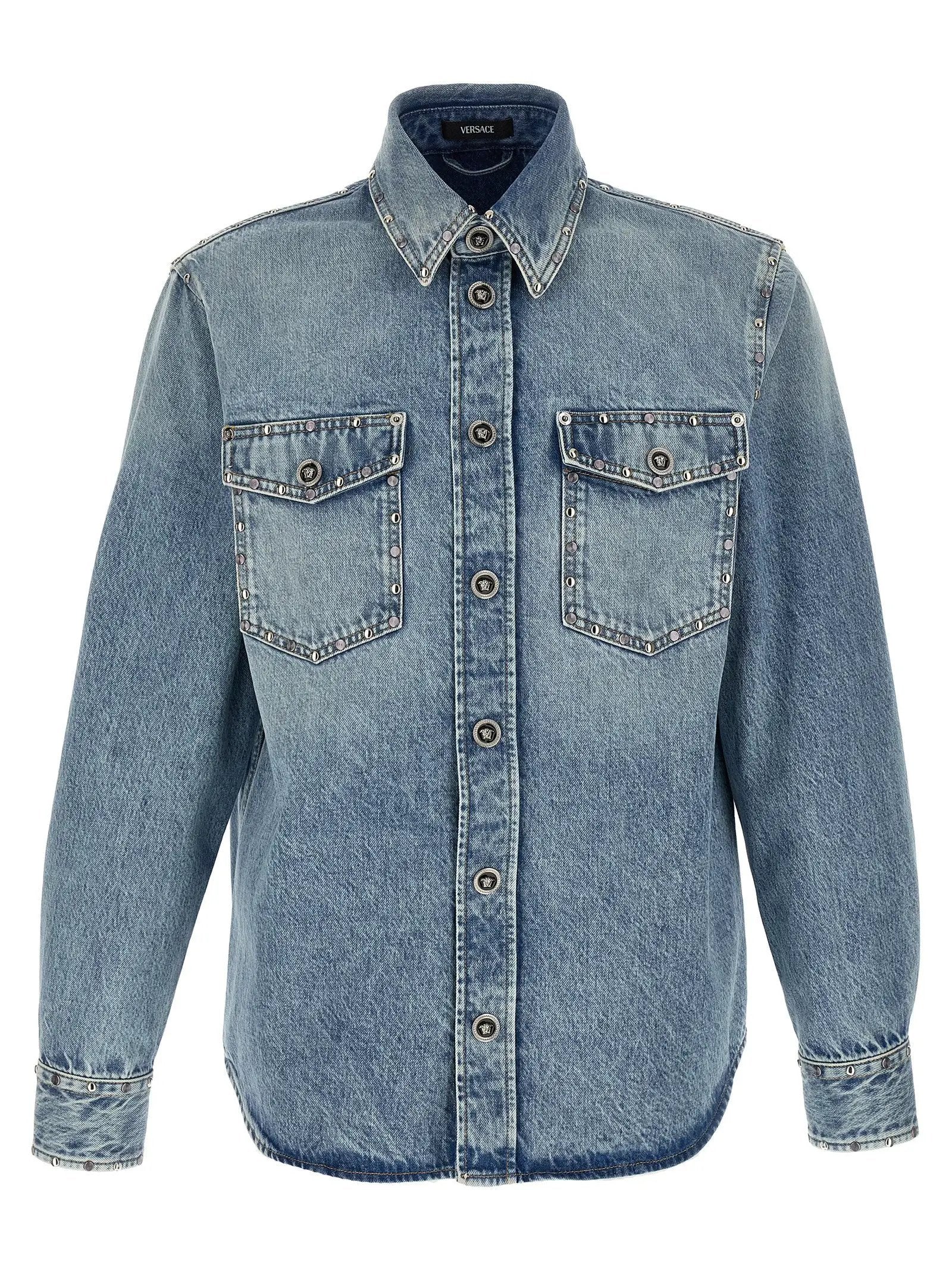 Versace Blue Cotton Blouse