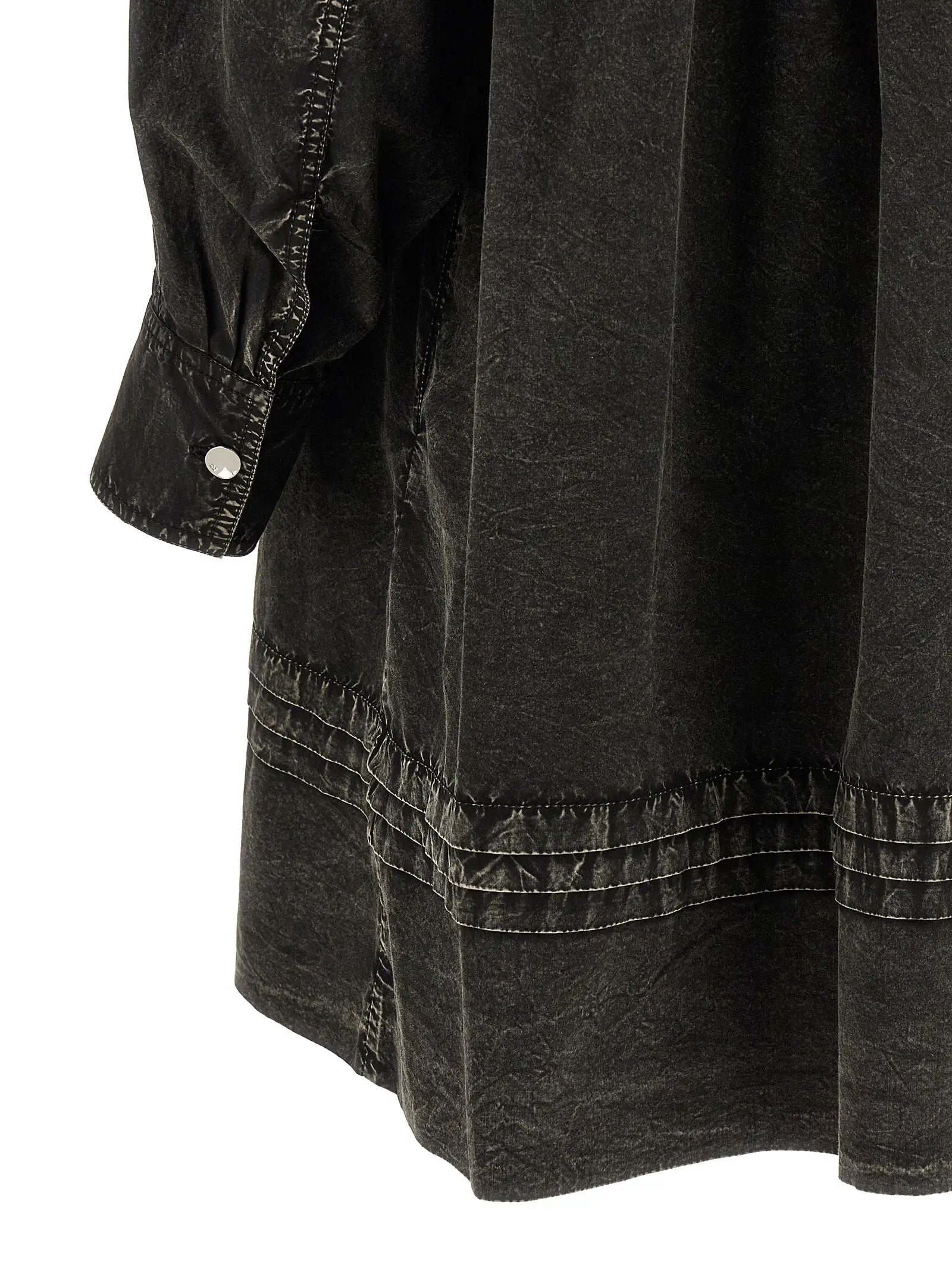 Ganni Black Organic Cotton Short Dress