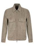 GIORGIO BRATO Gray Lamb Leather Leather Jacket