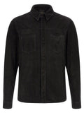 GIORGIO BRATO Black Suede Leather Blouse