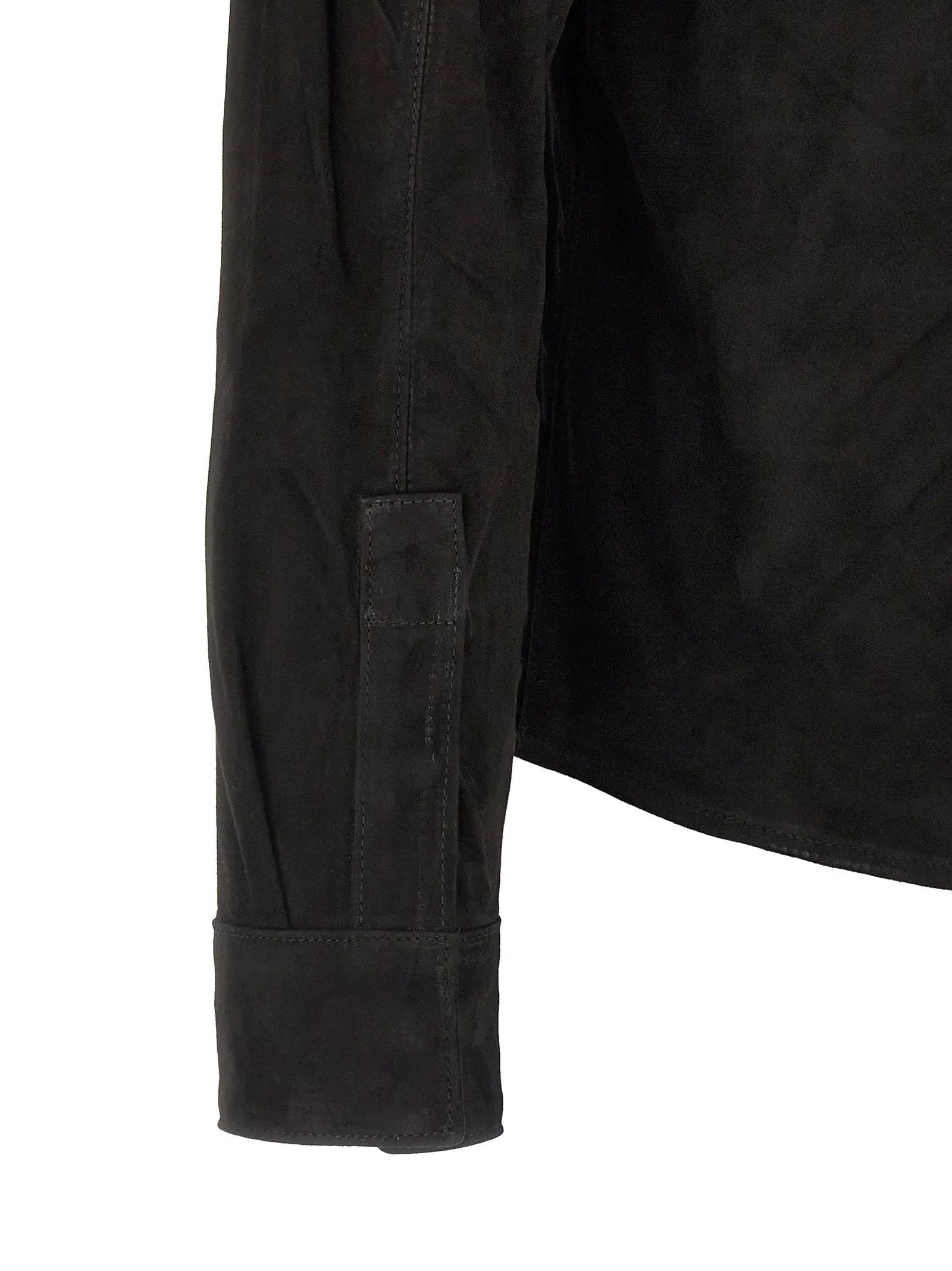 GIORGIO BRATO Black Suede Leather Blouse