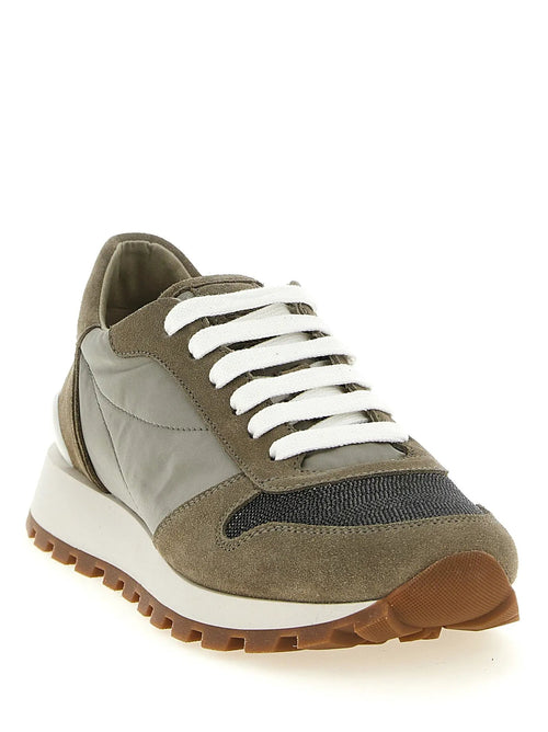 Baskets de sport bicolores en polyester Brunello Cucinelli