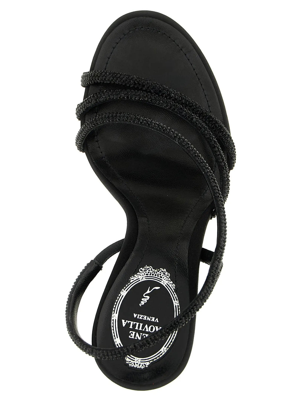 RENE CAOVILLA Black Viscose Stiletto Heel Sandals