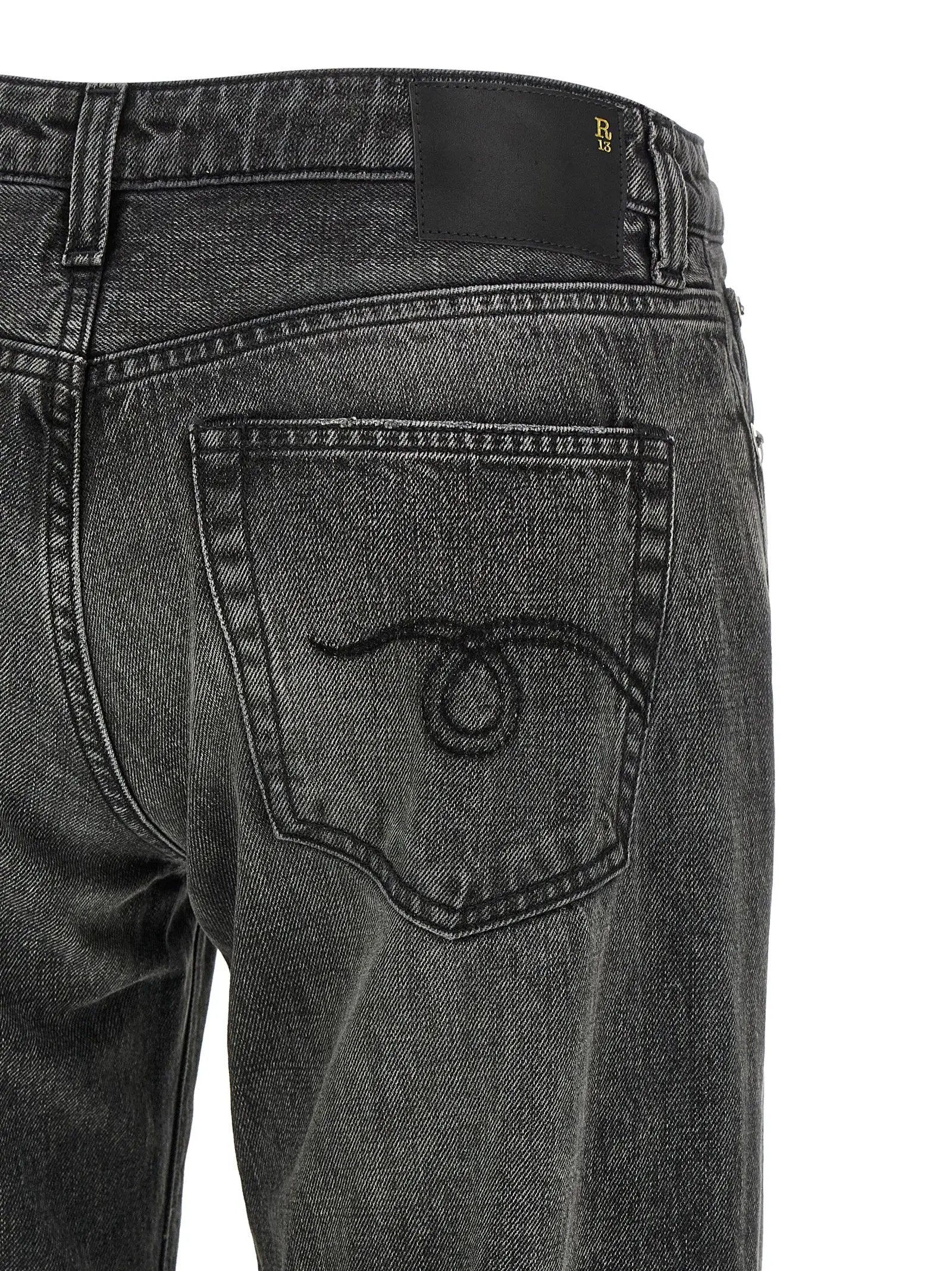 R13 Gray Cotton Straight-Leg Jeans