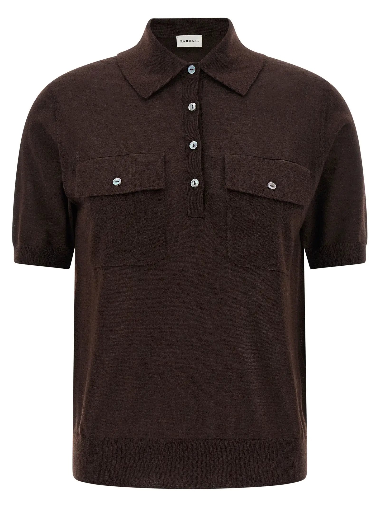 P.A.R.O.S.H. Brown Wool Polo Shirt