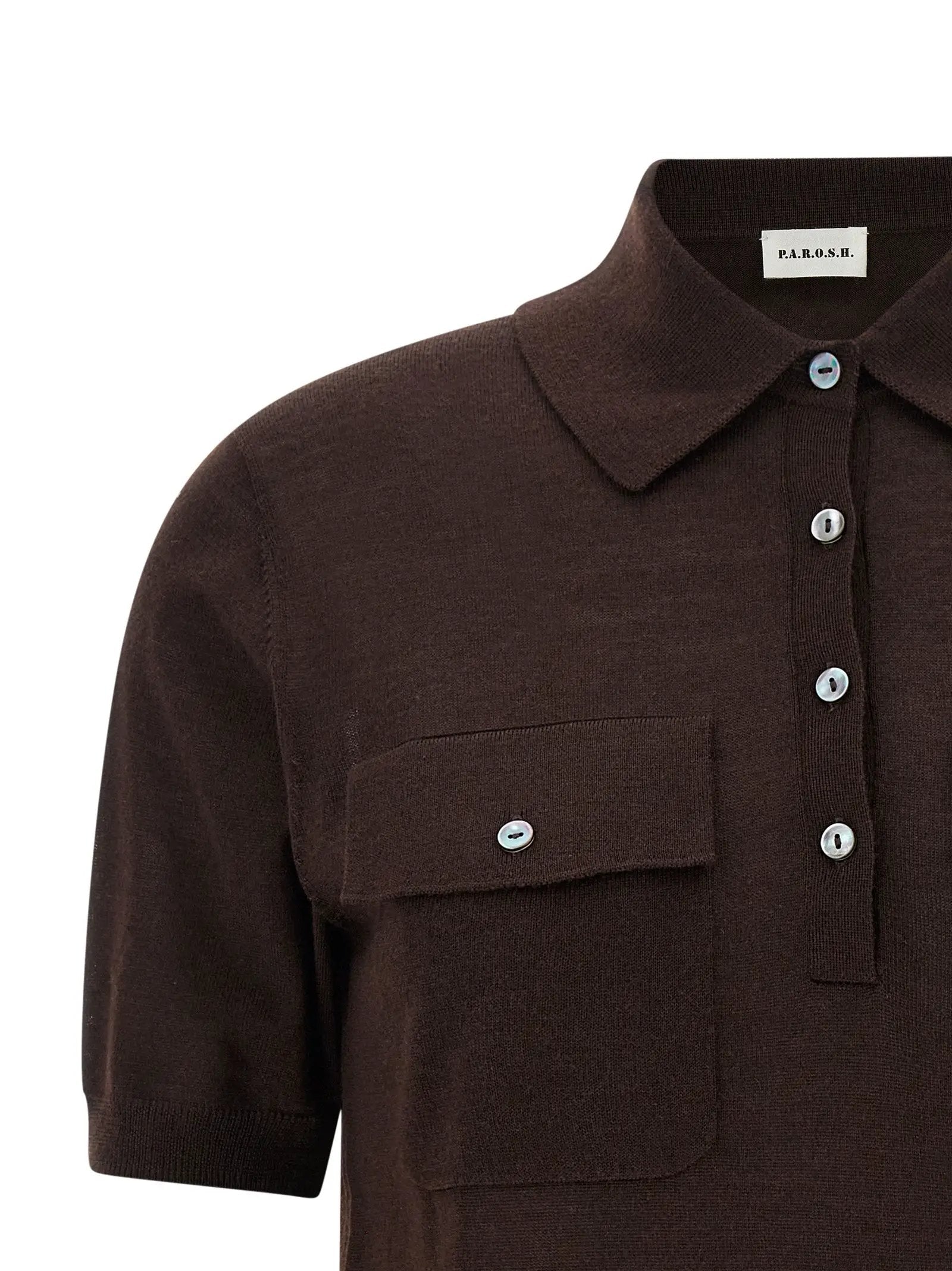 P.A.R.O.S.H. Brown Wool Polo Shirt