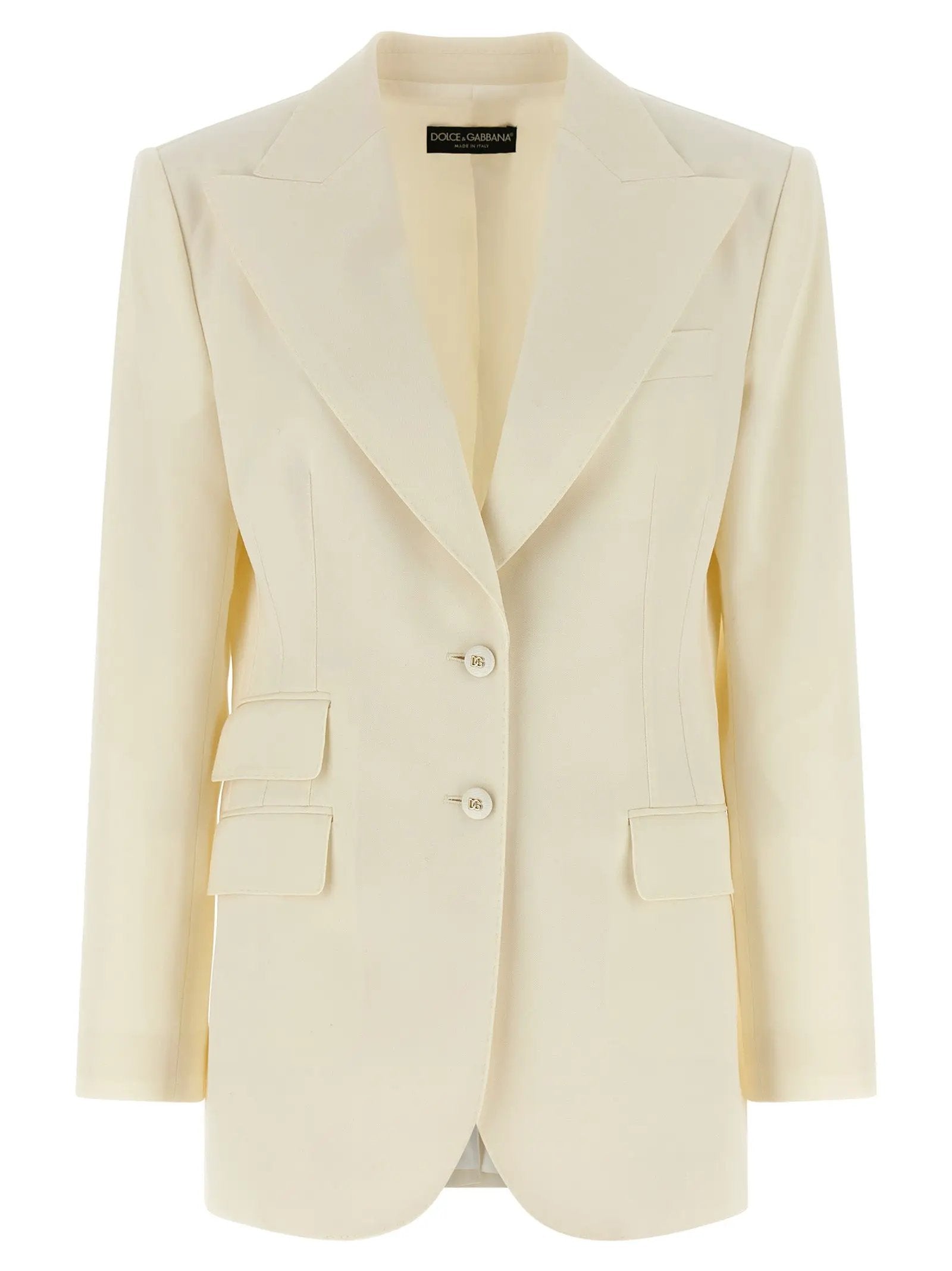 Dolce & Gabbana White Virgin Wool Blazer