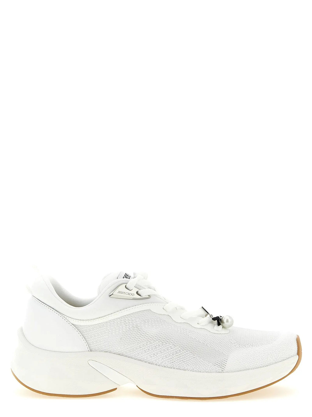 Jimmy Choo White Tencel Athletic Sneakers