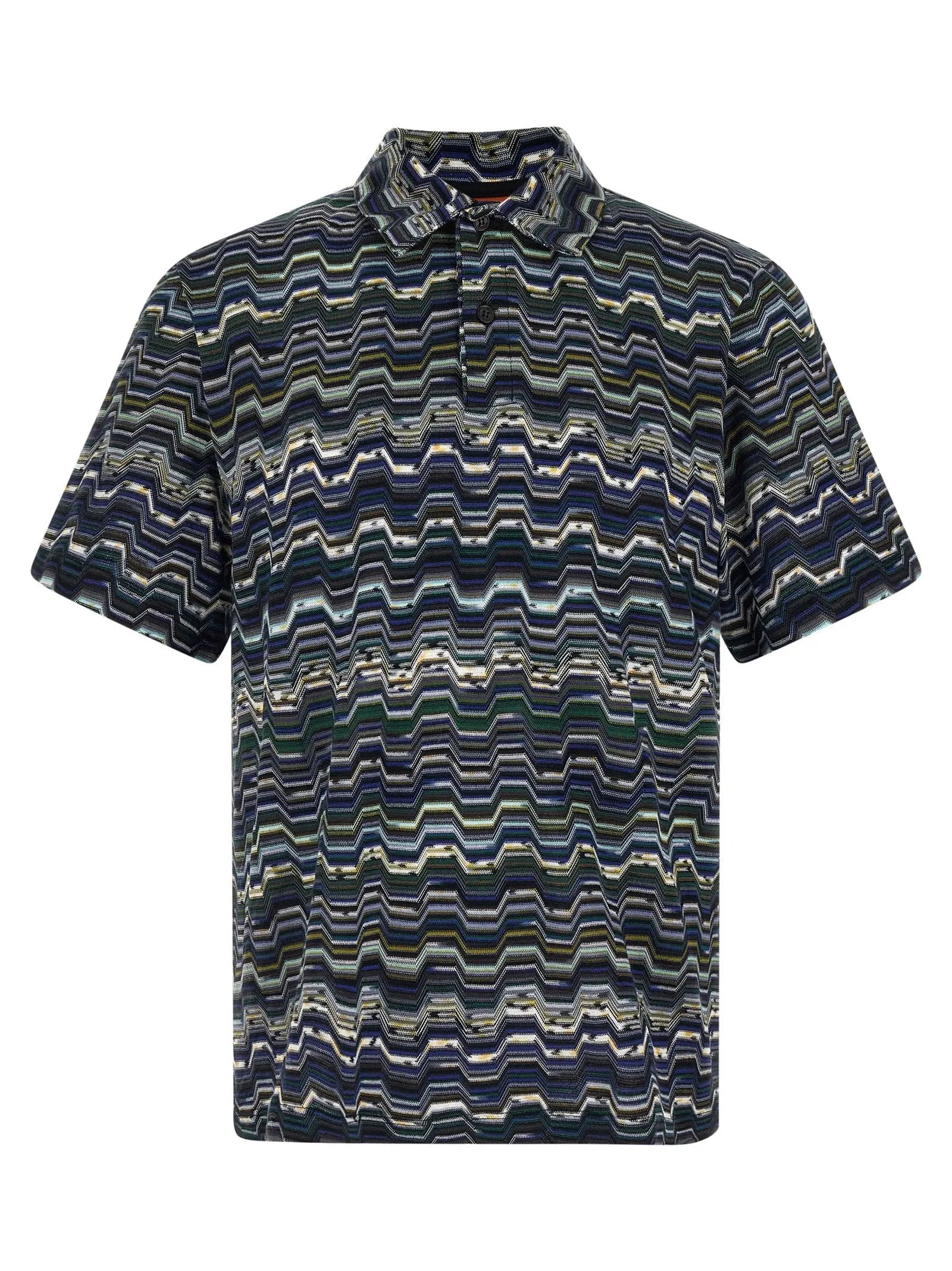 Missoni Blue Cotton Polo Shirt