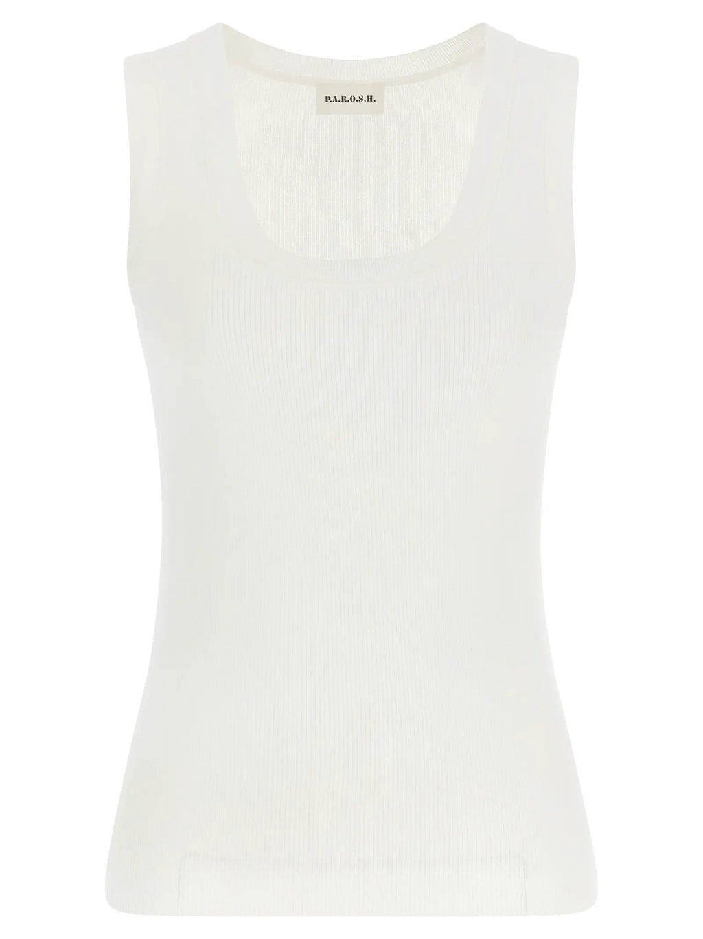 P.A.R.O.S.H. White Cotton Sleeveles T-Shirt